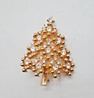 Vintage Eisenberg Christmas Clear Rhinestone Gold Tone Tree Fashion Jewelry
