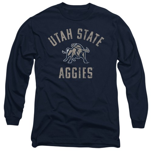 Utah State University Adult Long Sleeve T-Shirt Aggies Logo, Navy, S-3XL