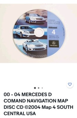 00 - 04 MERCEDES D COMAND NAVIGATION MAP DISC CD  2004 Map 4 SOUTH CENTRAL USA