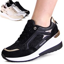 Sneaker Keil Da Donna Glitterate Scarpe Sportive Comode Con Plateau