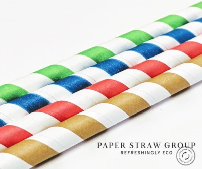 ECO+ Bulk Papier Strohhalme 6 mm x 200 mm - 1000/5000/10000 umweltfreundlich. Streifenstrohhalme UK