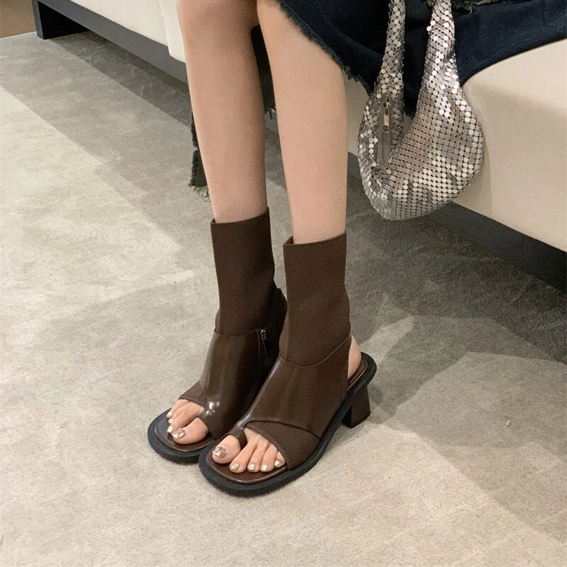 Open toe hotsell mid calf boots