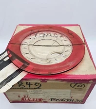 Indiana Glass Colony Crown Thumbprint Pattern Snack Set of 8 Plates in Box