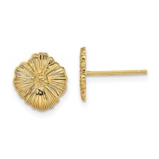 10mm 14K Yellow Gold Flower Post Earrings