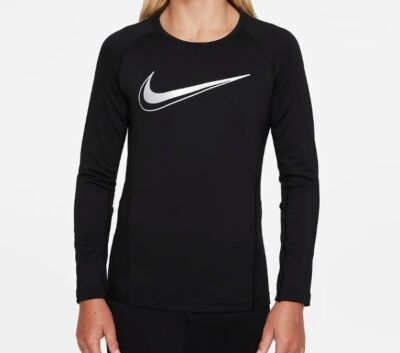 Nike Junior Trainings T-Shirt Dri-Fit Langarm 010 Schwarz/Silber Slim