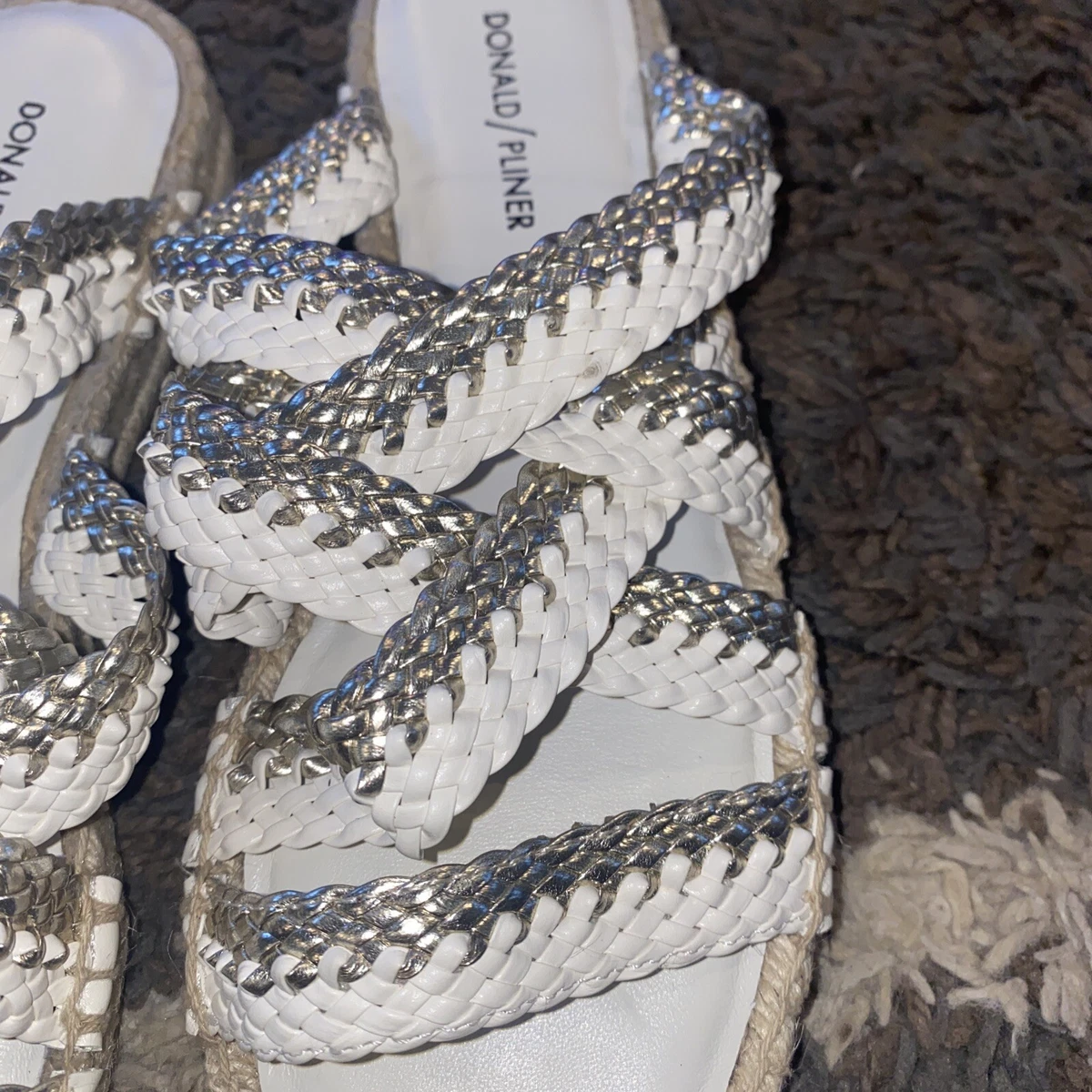 Donald Pliner Fiji White Embellished Slide Sandals 9M EUC eBay