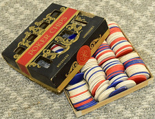 Vintage Dennison Embosed Poker Chips no.43 w/ box - 200, Used