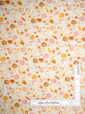 Seashell Sea Shell Beach Sand Cotton Fabric Timeless Treasures C6602 By The Yard