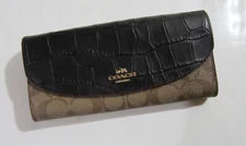 Coach F24354 Womens Signature Slim Envelope Wallet Khaki / Black