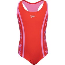 SPEEDO Girl's Size 16 Swimsuit 1 Pc Swim Red Pink Tropical Print Eco Flex NWT