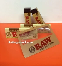 2 Packs of Raw 1 1/4 ORGANIC Rolling Papers + 100 Tips + Magnifier Scooping Card