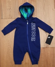 Nike Baby Boy Hooded Coverall ~ Deep Royal Blue & Silver ~