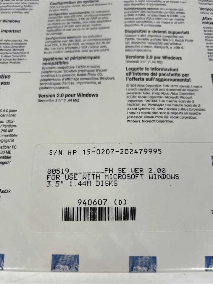 Aldus PhotoStyler Special Edition Version 2.0 *NIB* 3.5 floppies - Image 4 of 4