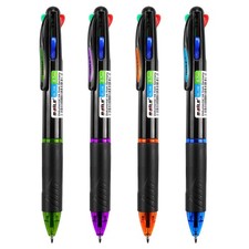 4 Pack Multicolor Ballpoint Pens 4-in-1 0.7mm Colored Retractable Ballpoint G...