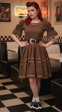 Vintage 70s Square Dance Dress Prairie Western Ruffle Full Skirt Medium