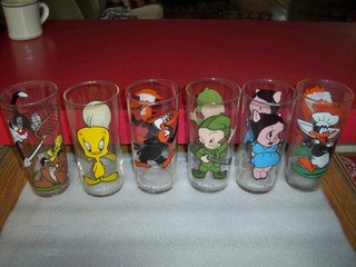 6 Pepsi Cartoon Glasses Sylvester Tweety Elmer Daffy Taz Petunia