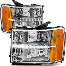 LED DRL Headlights Assembly Compatible with 2007-2014 GMC Sierra 1500 2500HD 350