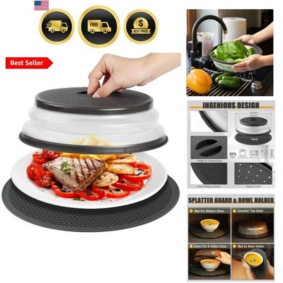 Microwave Splatter Cover & Silicone Mat   Collapsible, Vented, Reusable Food ...