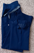 FIGS Women's Navy Blue Technical Collection Medical Scrub Set Top M  Pants L/T