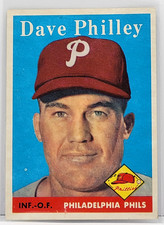 1958 Topps #116 Dave Philley Card, Philadelphia Phillies