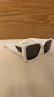 Gucci Womens Square Sunglasses White Frame With Black And Gold Detail