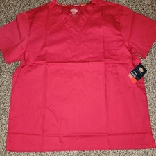 EDS Signature Dickies Medical Scrub Top Unisex VNeck Red Large 83706 NEW