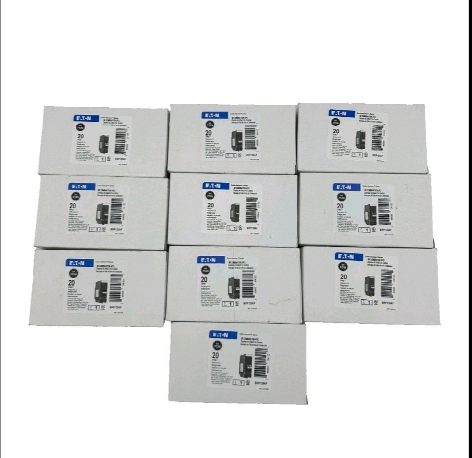 (10) New Eaton BRP120AF Circuit Breaker AFCI 20A 1-Pole 120V