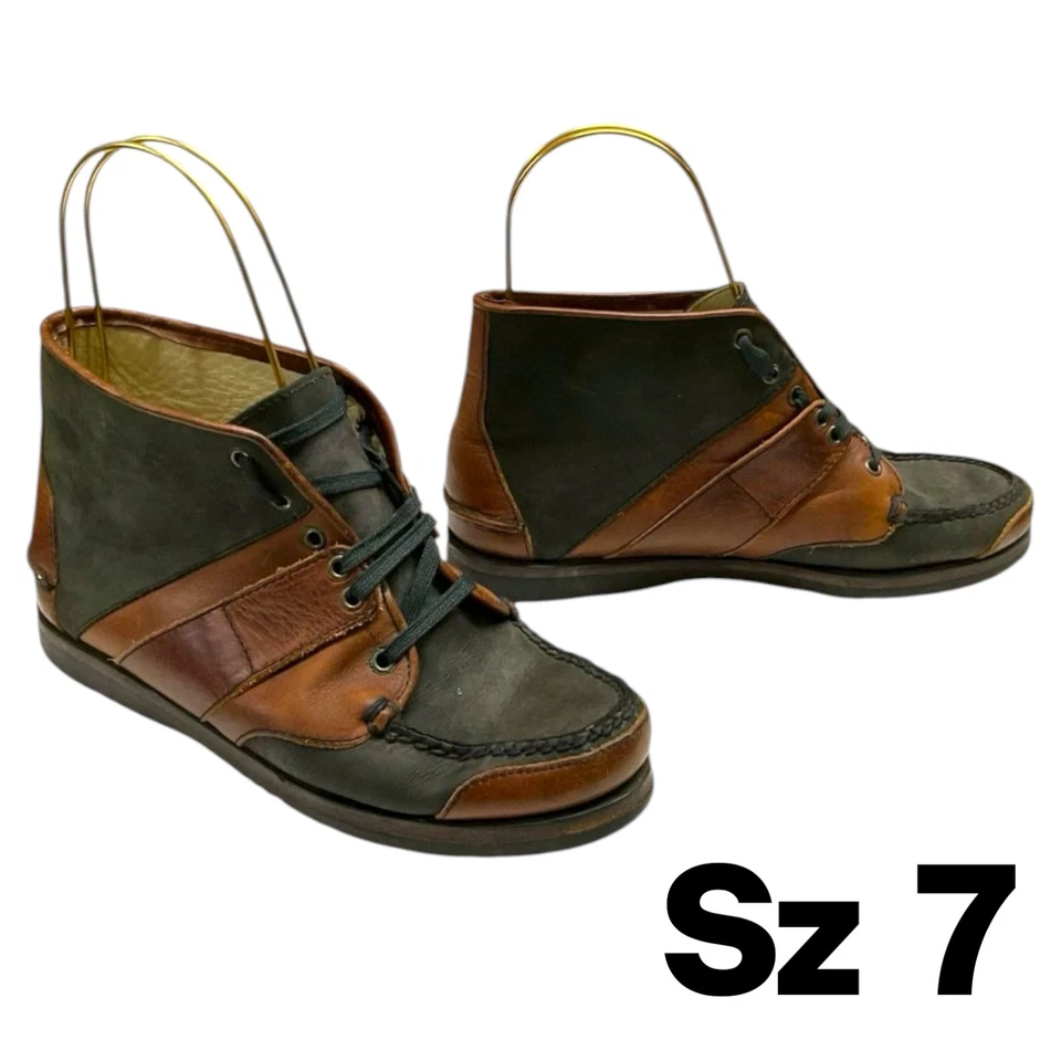 De Colección Botín Cuero Talla 7 Chukka Mocc Puntera Cole Haan 2 Tonos Negro Marrón Foto 2 de 4