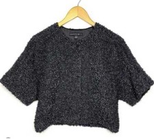 Lafayette 148 New York Gray Crop Boucle Jacket SZ 14 Wool Blend Texture Luxury