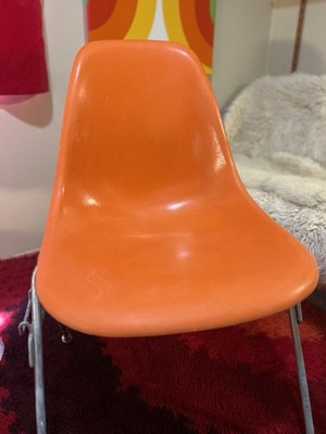 VINTAGE Orange HERMAN MILLER Eames Fiberglass Shell Chair Stacking Base