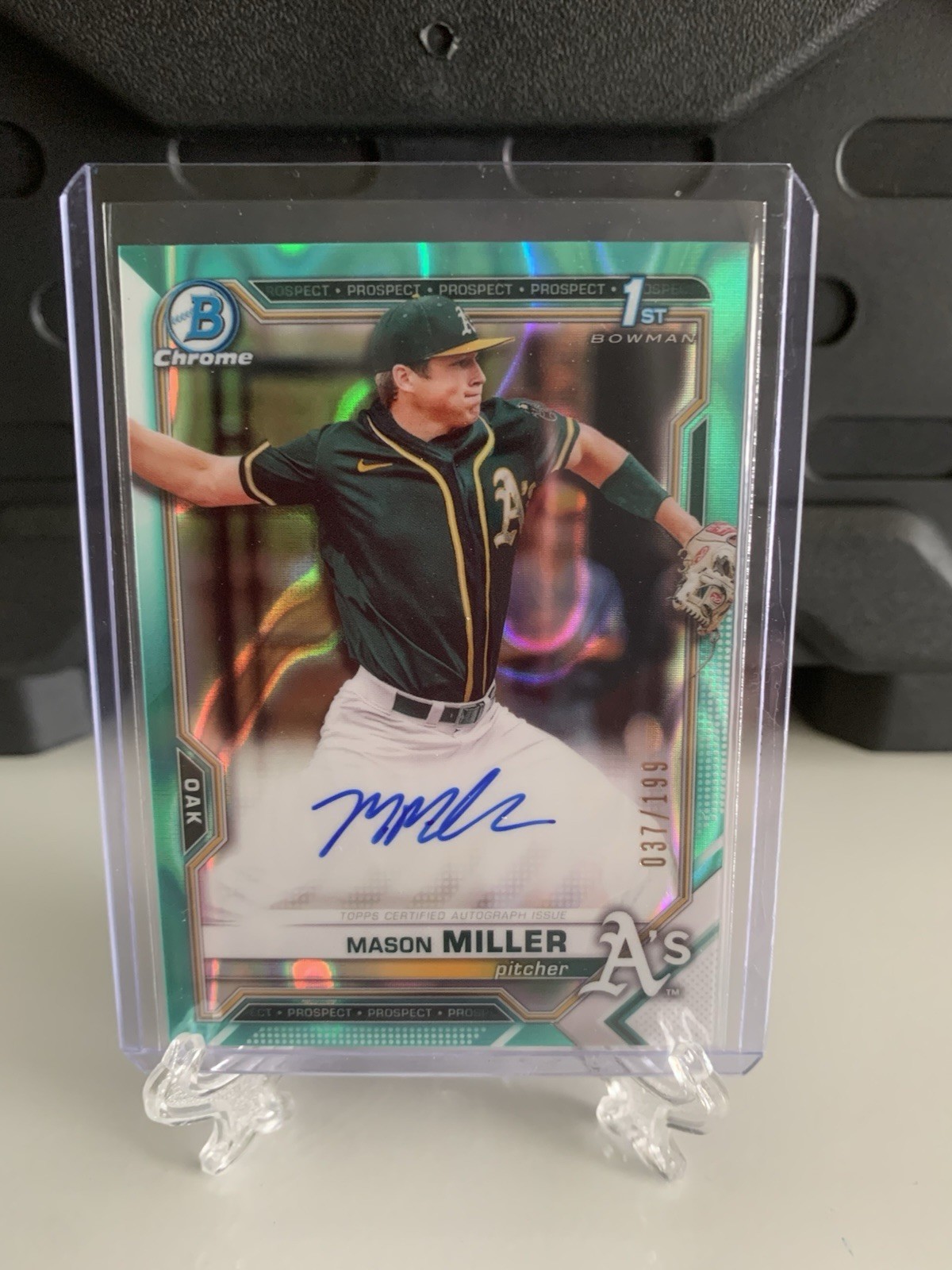 Mason Miller 2021 Bowman Draft Chrome - 1st Bowman Auto Aqua Lava Refractor /199