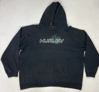Pull à Capuche Vintage Hurley 999 - Homme Taille XL - Noir - Graphic Print Surf Skate - Occasion