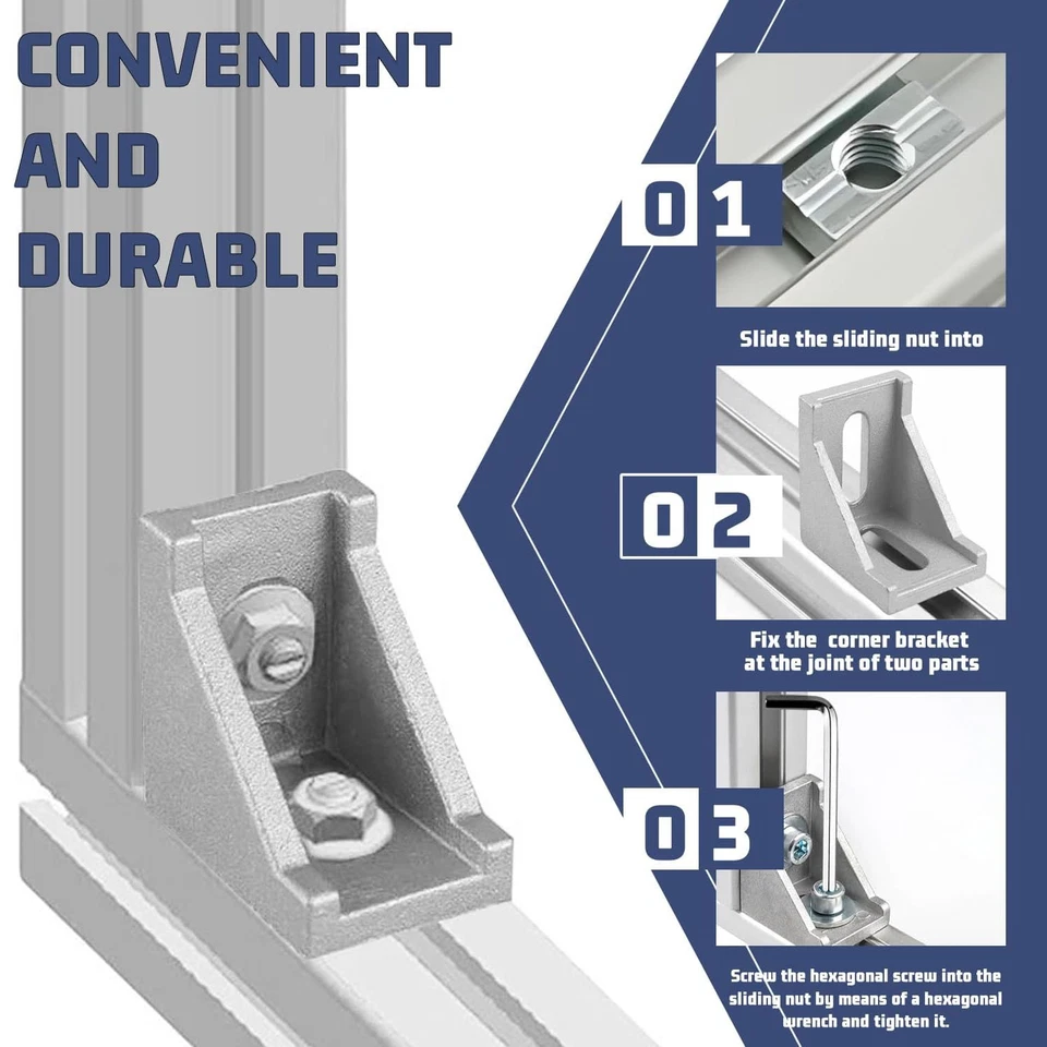 Innenwinkel Außenwinkel Aluprofil Nut 6 8 Für 20x20 30x30 40x40 Profilverbinder - Bild 3 von 4