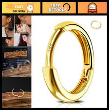 14K Gold Tiny Huggie Hoop Earrings, 20G Endless Hinged Hoops, 6mm 8mm 10mm, Sept