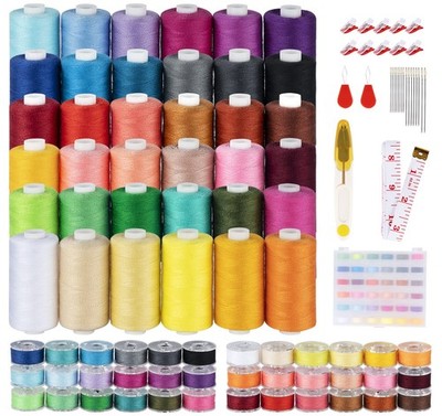 ilauke 72 Pcs Sewing Thread 700 Yards, 36 Colors Prewound Bobbins Thread for