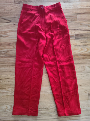 RARE! Cheap and Chic by Moschino CHERRY Red PLEATED Pants Vintage SIZE US 10 EUC