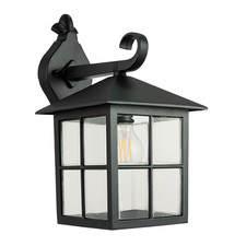 Classic Matte Black Die-Cast Aluminium Metal Exterior Lantern Wall Light Fitt...