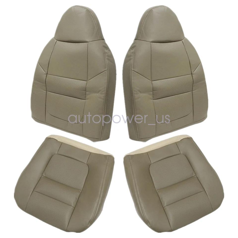 For 2001 Ford F250 F350 Lariat Front Perforated Leather Seat Cover Parchment Tan Foto 3 de 4