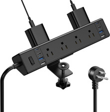 Desk Clamp Power Strip 40W USB C,8-Outlet,8 Usb,10Ft,Black