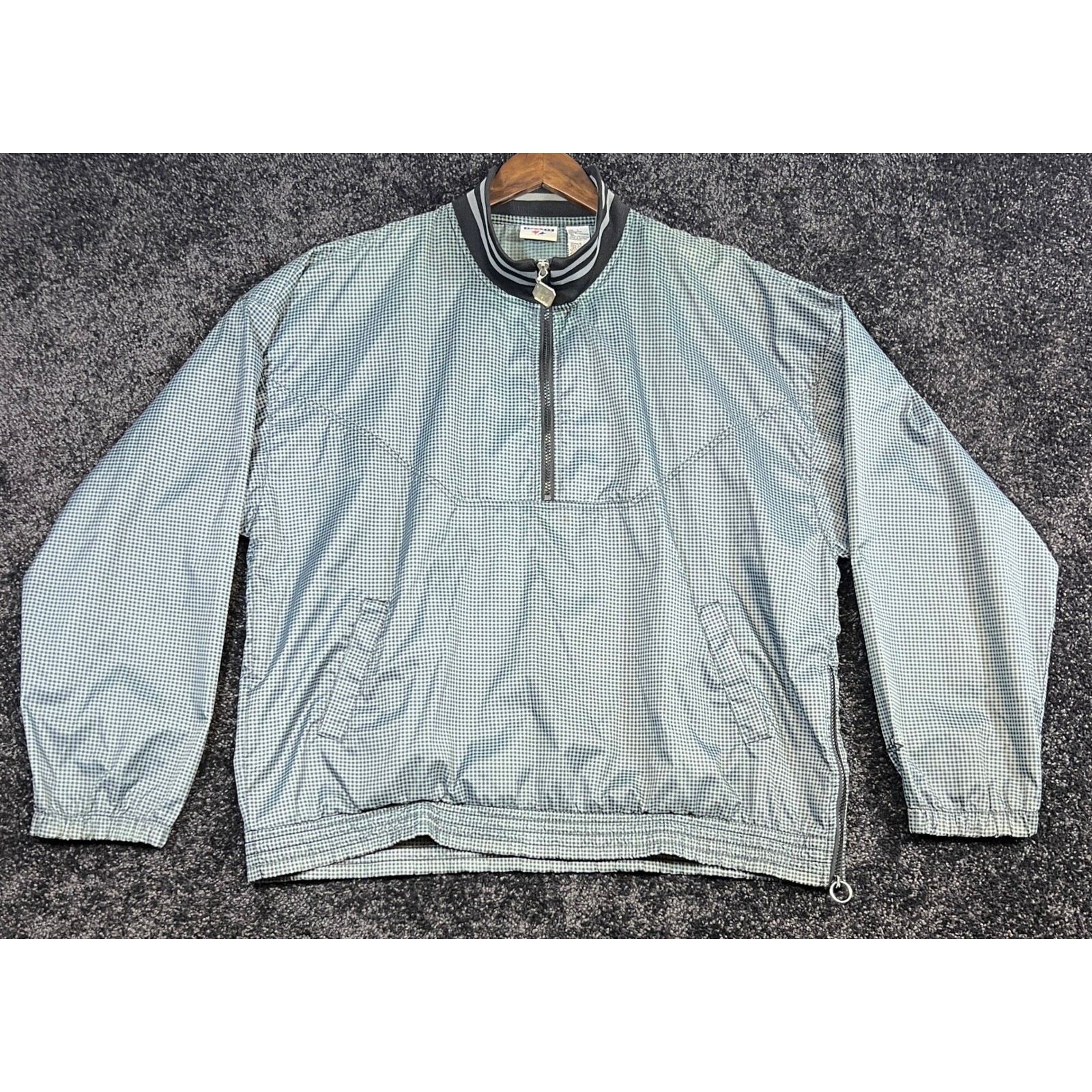 Vintage Jerzees Gingham Pullover Jacket Mens L Li… - image 1