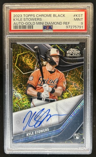 2023 Topps Chrome Black Kyle Stowers Auto Gold Mini Diamond RC #/50 PSA 9
