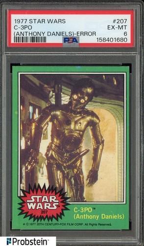 1977 Topps Star Wars #207 C-3PO (Anthony Daniels) Error PSA 6 EX-MT