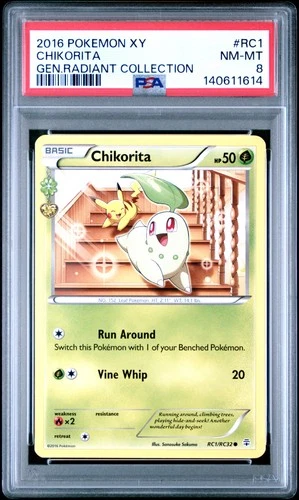2016 POKEMON XY GENERATIONS RADIANT COLLECTION #RC1 CHIKORITA PSA 8