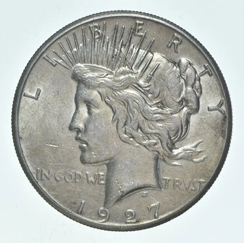 (1) AU 1927 (P) Peace Silver Dollar 90% - Almost Unc - Philadelphia Mint *2676
