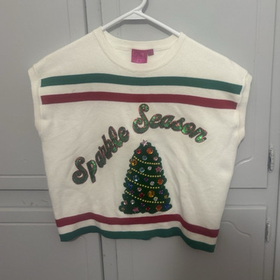 Queen of Sparkles Kids XL ''Sparkle Season'' Christmas Tree Sweater Vest: Pristine