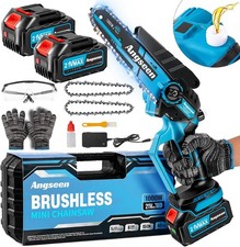 Mini Chainsaw - Brushless Motor 1000W, Electric Chainsaw Cordless 6 Inch with Au