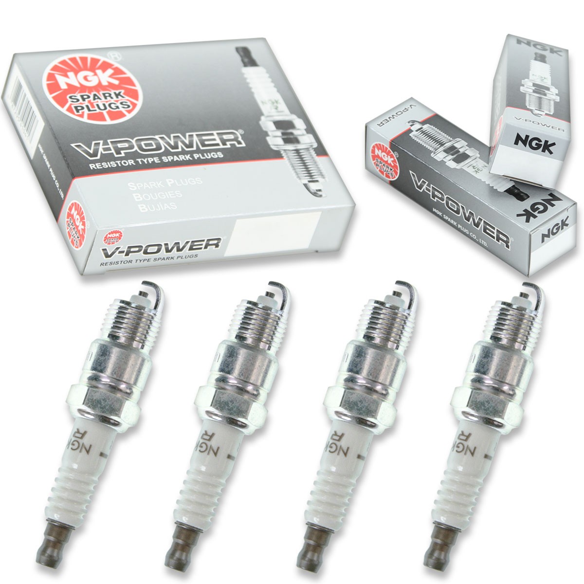 4 pcs NGK V-Power Spark Plugs for 1982-1983 Chevrolet Camaro 2.5L L4 - ds