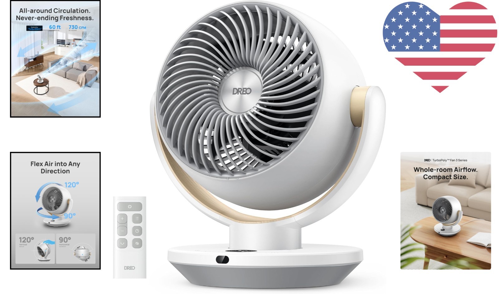Ultra-Quiet 11-Inch Remote Fan with Adjustable Tilt - Modern Air Circulation