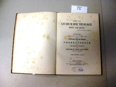 Ueber das Studium der Theologie Sonst und Jetzt. Kraus, Franz Xaver Prof. Dr.: