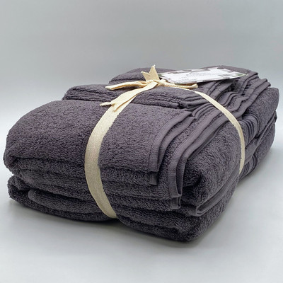 タオル house on the hill small towel set 002 Noble House 6 Piece Towels Set Grey Ring Spun Cotton - 2 Bath, 2